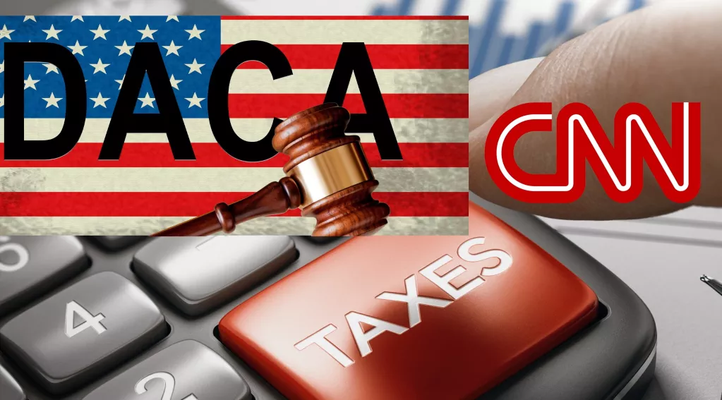 DACA graphic and CNN logo on a calculator used for taxes