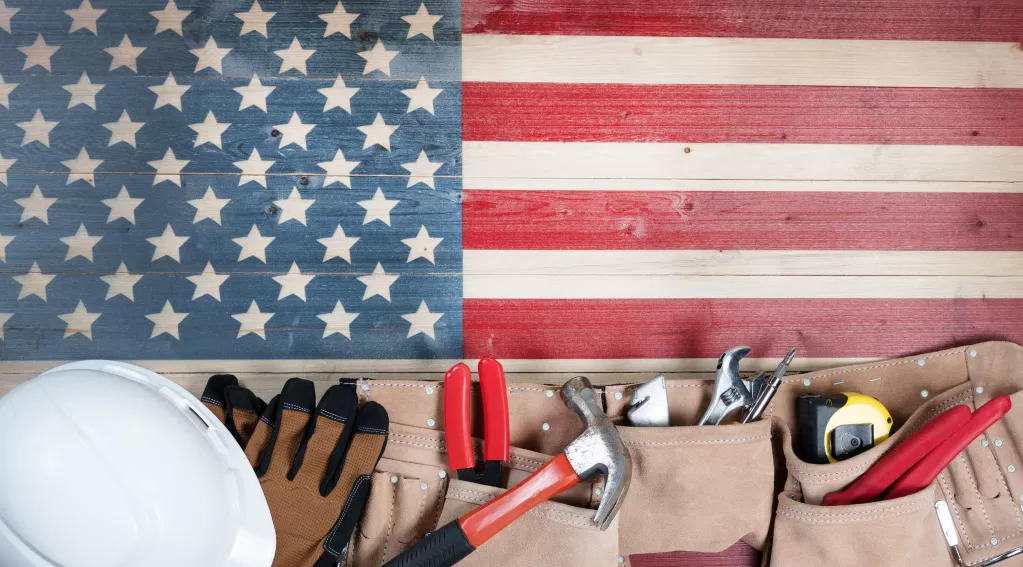 work tools, American flag