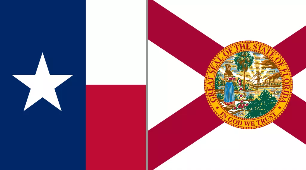 texas flag, florida flag