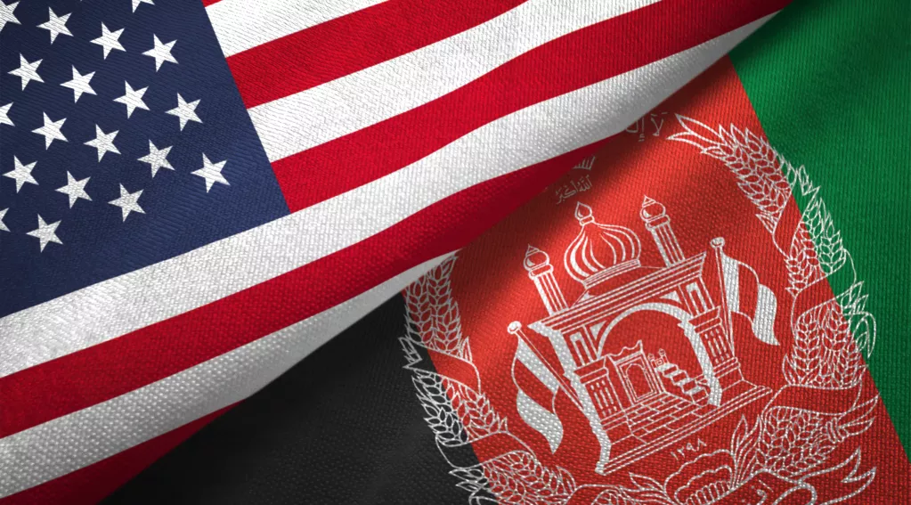 United States and Afghan flags