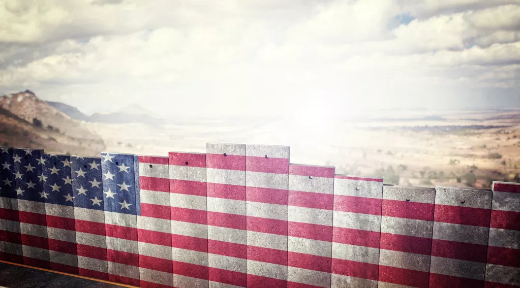 American flag border wall